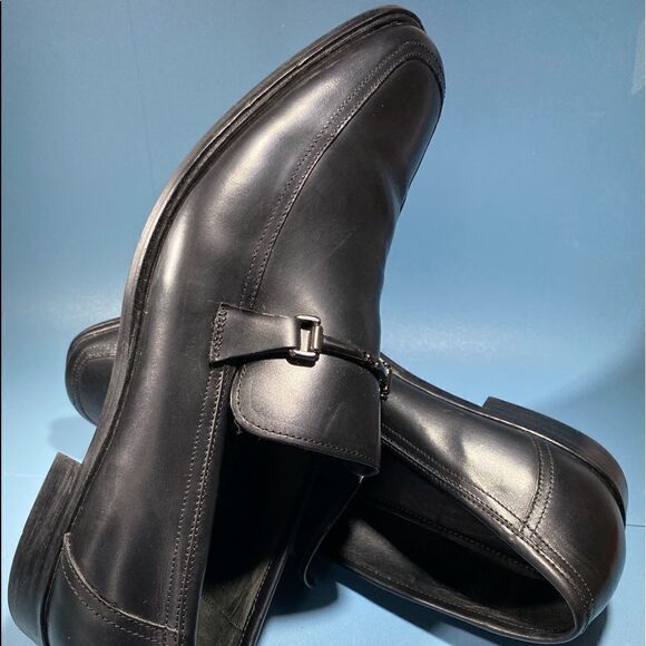 Aston Grey Men's Black Leather Horse Bit Loafers Slip On Shoes Size 12 - Picture 1 of 7